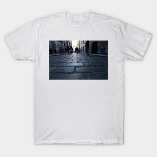 Background abstract street scene of people walking away taken in  Hosier Lane T-Shirt